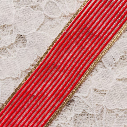 Faux Jute Net with Border - Red