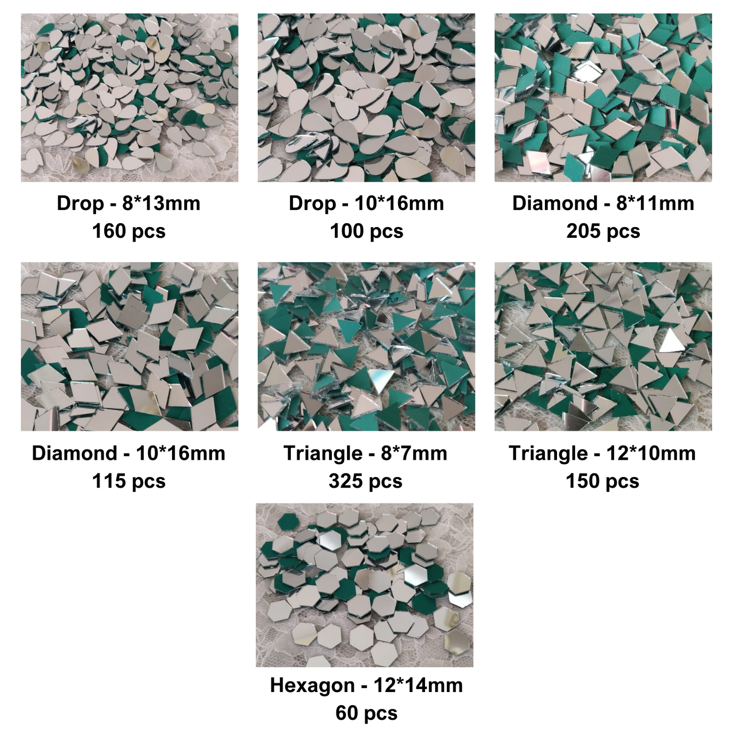 Kit 25 - Mirror Kit for Lippan Art - 9 Shapes - 15 Sizes (2190 pcs)