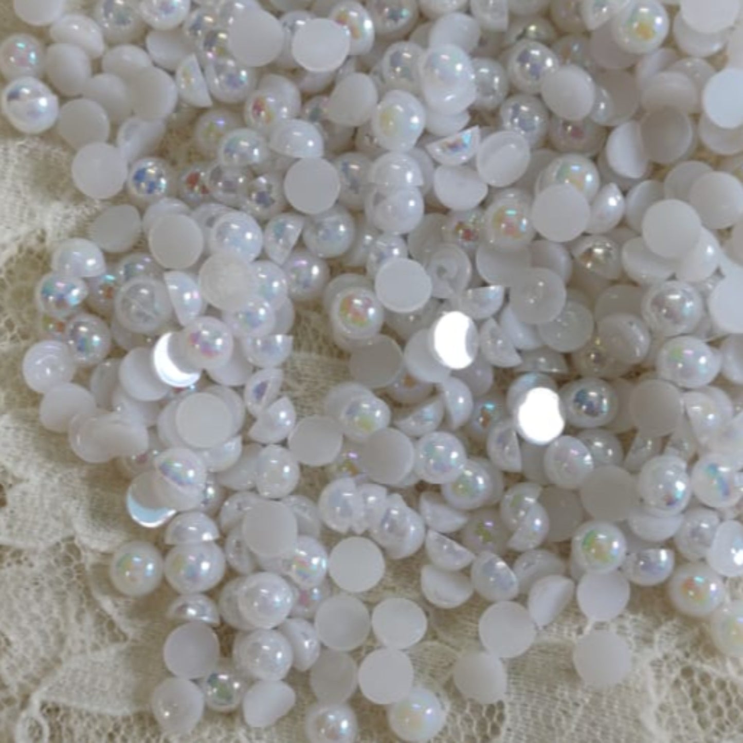 Acrylic Half Cut Pearl - Holographic - White