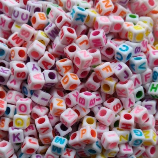 Alphabet Beads - Square - White