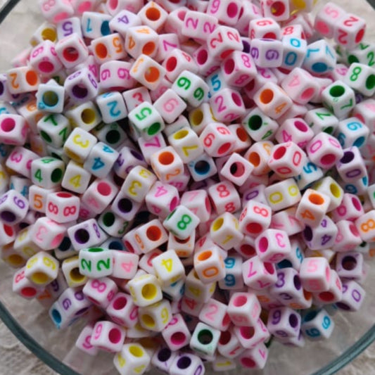 Number Beads - Square - White