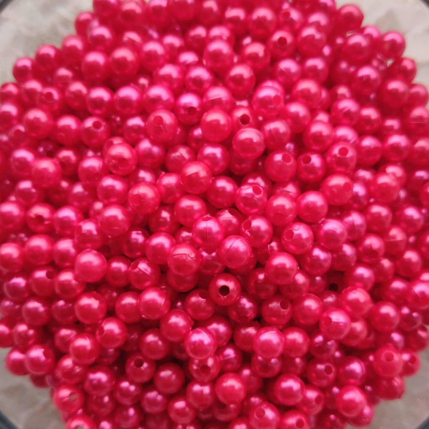 Acrylic Pearl With Hole - Red