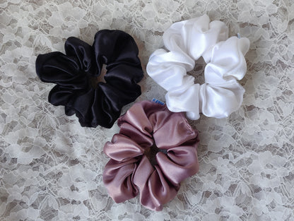 CO1 - Premium Satin Scrunchies for Women / Girls - Large Size - Pack of 3