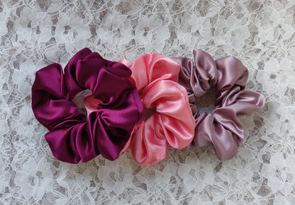 CO3 - Premium Satin Scrunchies for Women / Girls - Large Size - Pack of 3