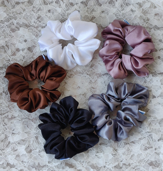 F1 - Premium Satin Scrunchies for Women / Girls - Large Size - Pack of 5