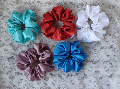 F3 - Premium Satin Scrunchies for Women / Girls - Large Size - Pack of 5