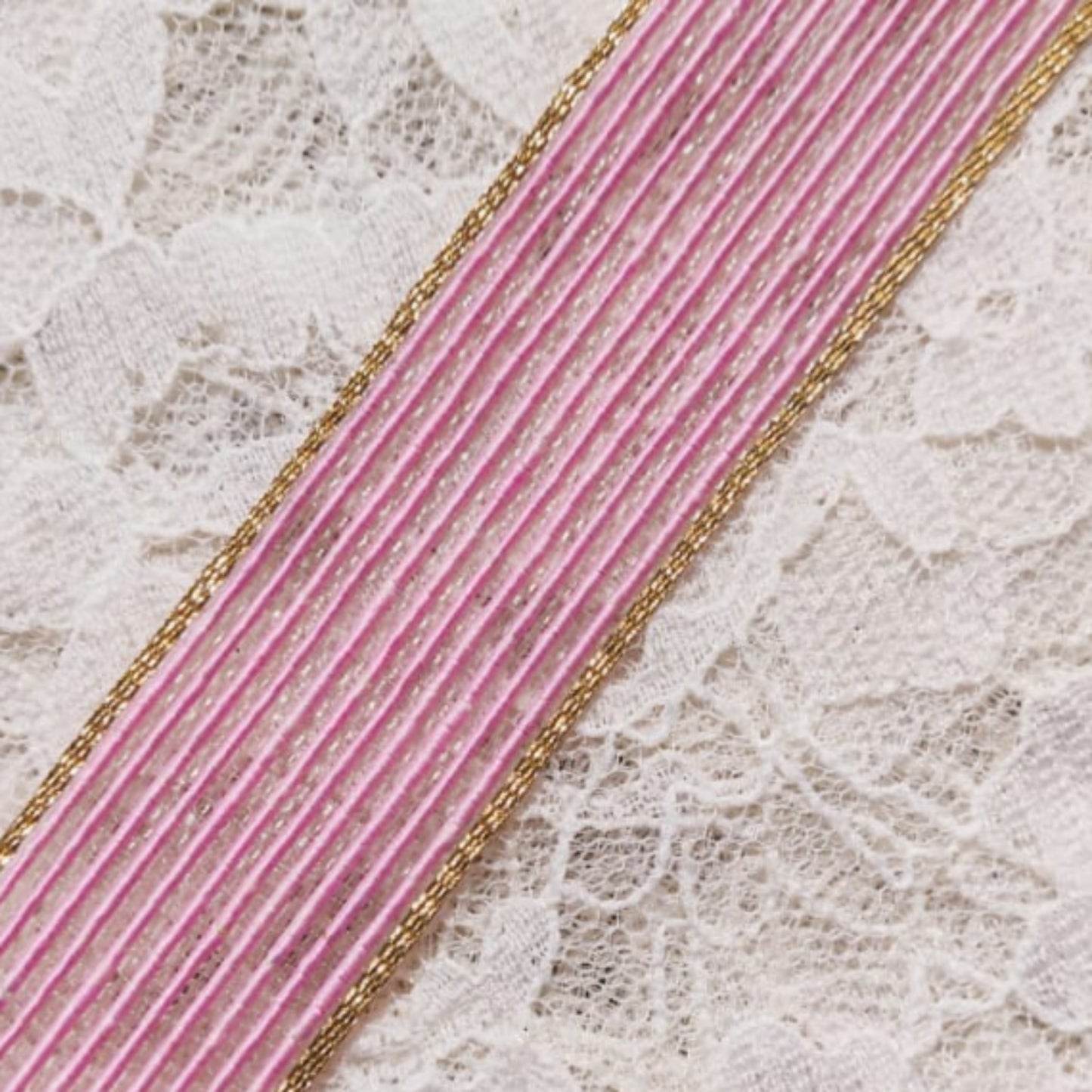 Faux Jute Net with Border - Pink