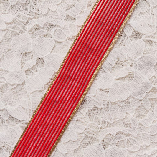 Faux Jute Net with Border - Red