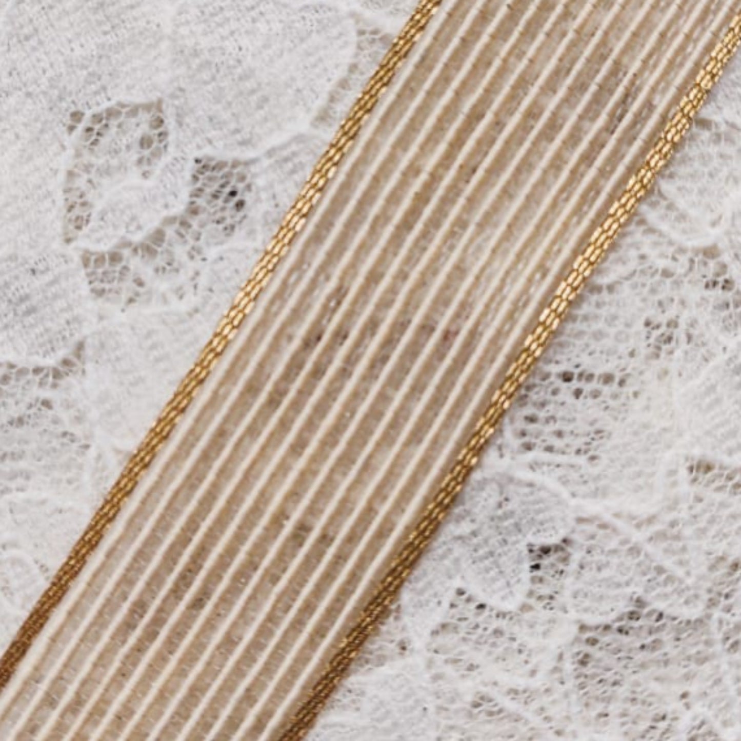 Faux Jute Net with Border - Cream