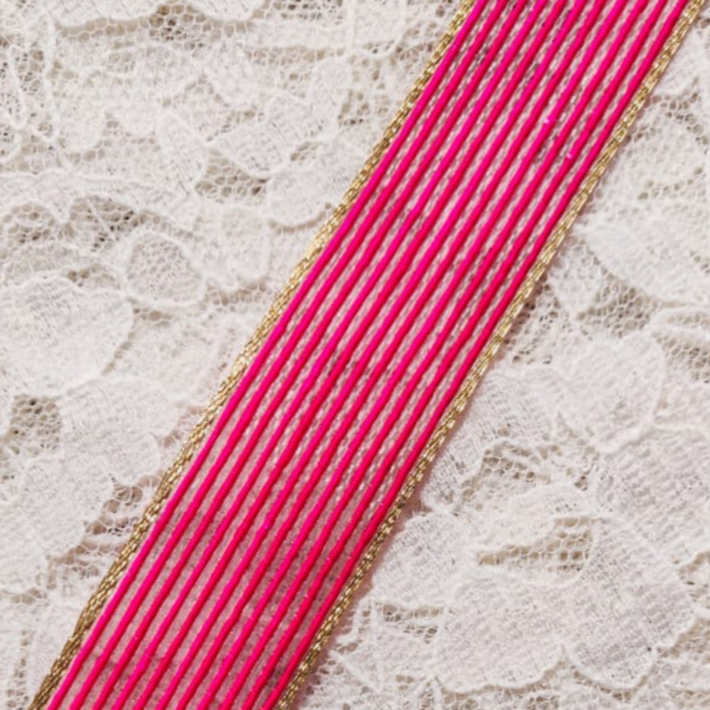 Faux Jute Net with Border - Fuchsia