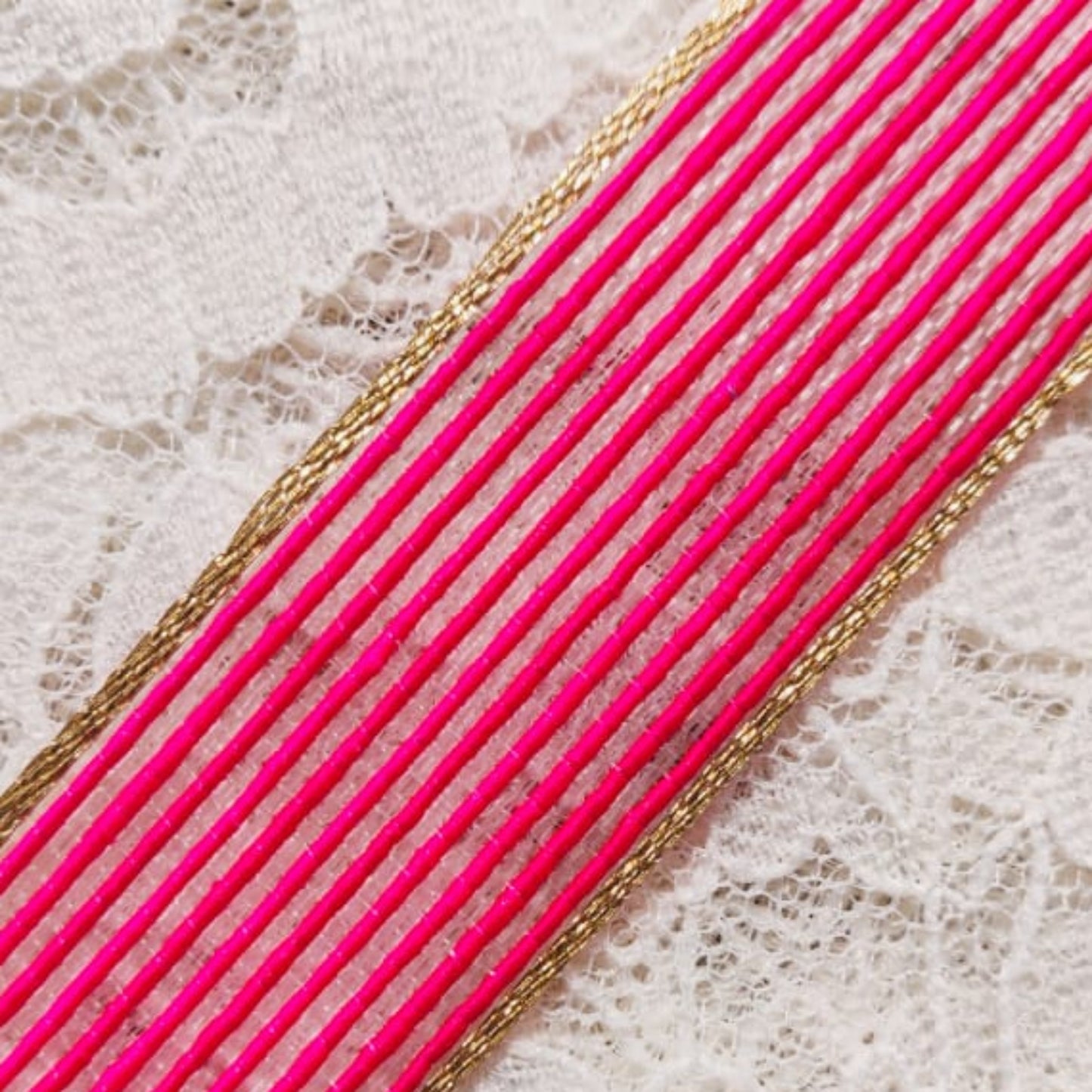 Faux Jute Net with Border - Fuchsia