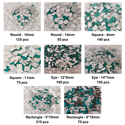 Kit 25 - Mirror Kit for Lippan Art - 9 Shapes - 15 Sizes (2190 pcs)