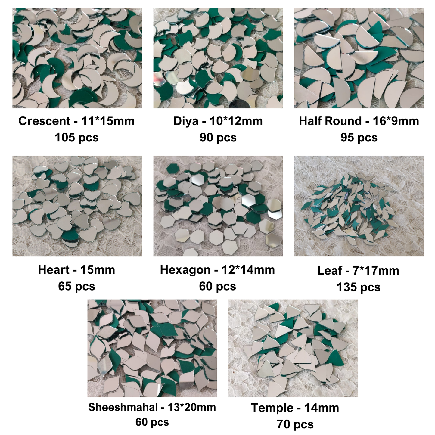 Kit 26 - Mirror Kit for Lippan Art - 15 Shapes (1650 pcs)