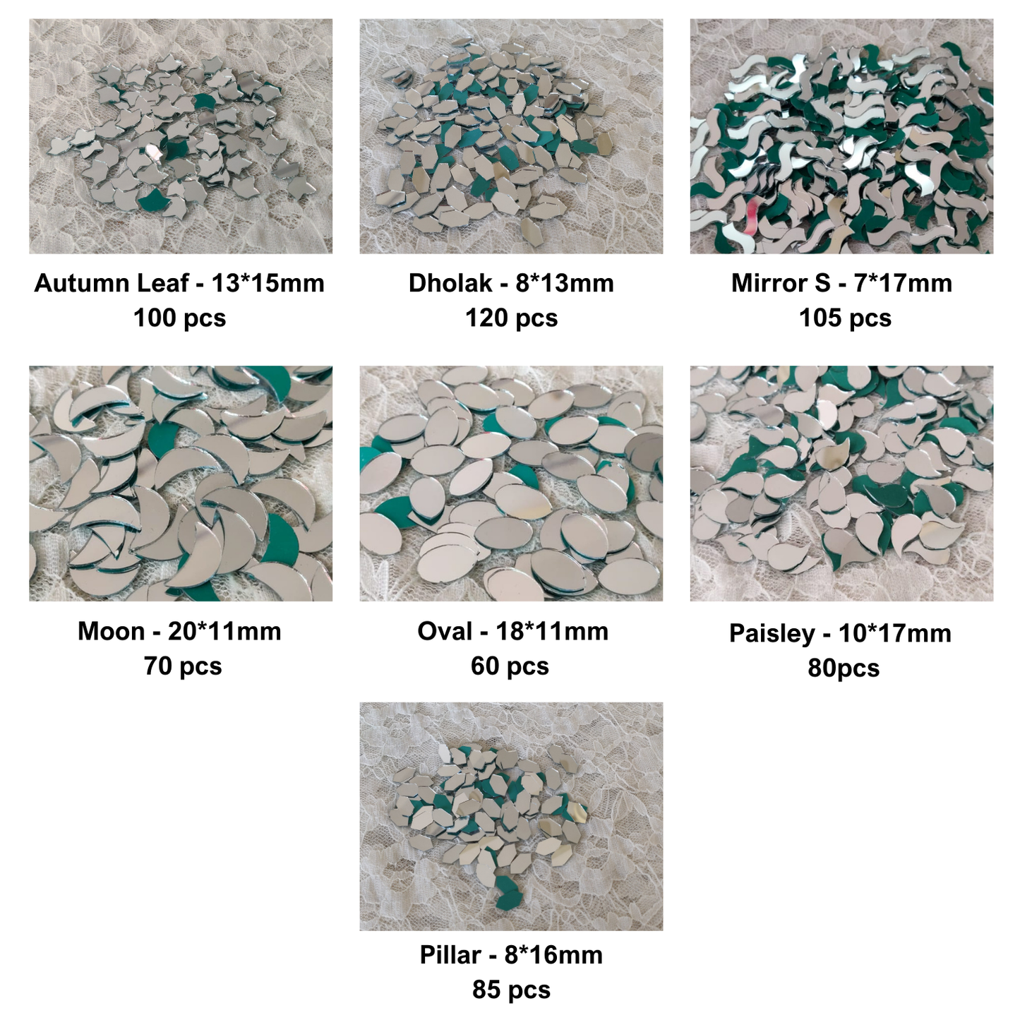 Kit 28 - Premium Shapes Mirror Kit for Lippan Art - 15 Shapes (1300 pcs)