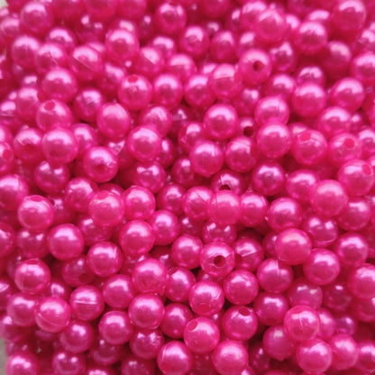 Acrylic Pearl With Hole - Dark Pink