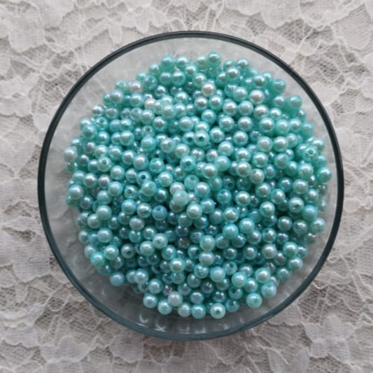 Acrylic Pearl With Hole - Aqua