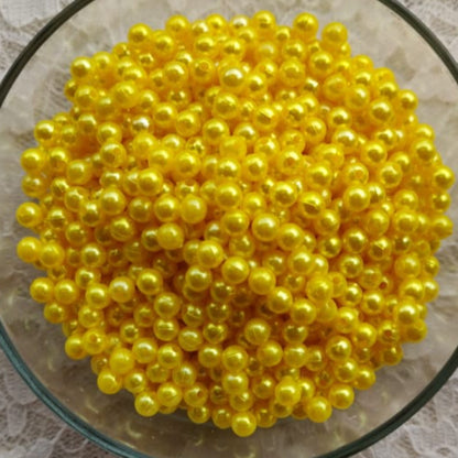 Acrylic Pearl With Hole - Yellow