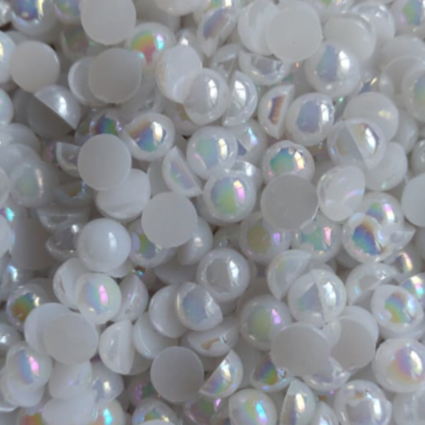 Acrylic Half Cut Pearl - Holographic - White