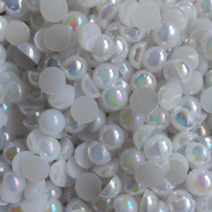 Acrylic Half Cut Pearl - Holographic - White