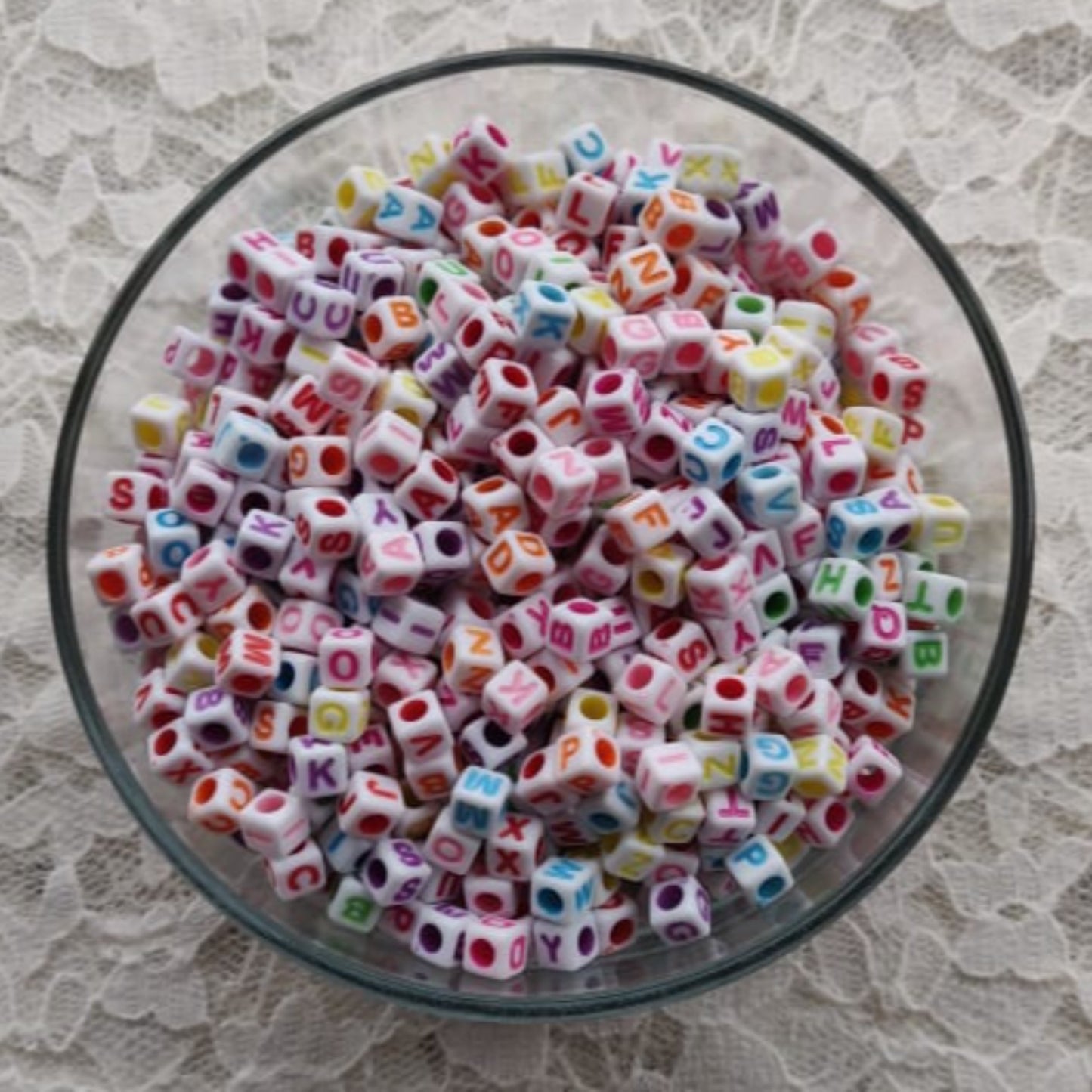 Alphabet Beads - Square - White