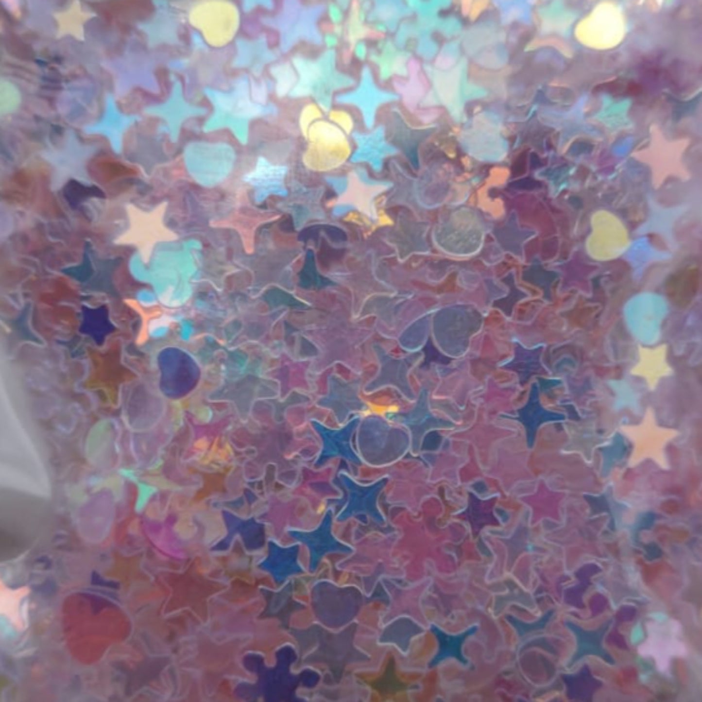 Holographic Sequins - Star & Heart Mix - Pink