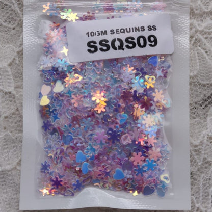 Holographic Sequins - Star & Heart Mix - Purple