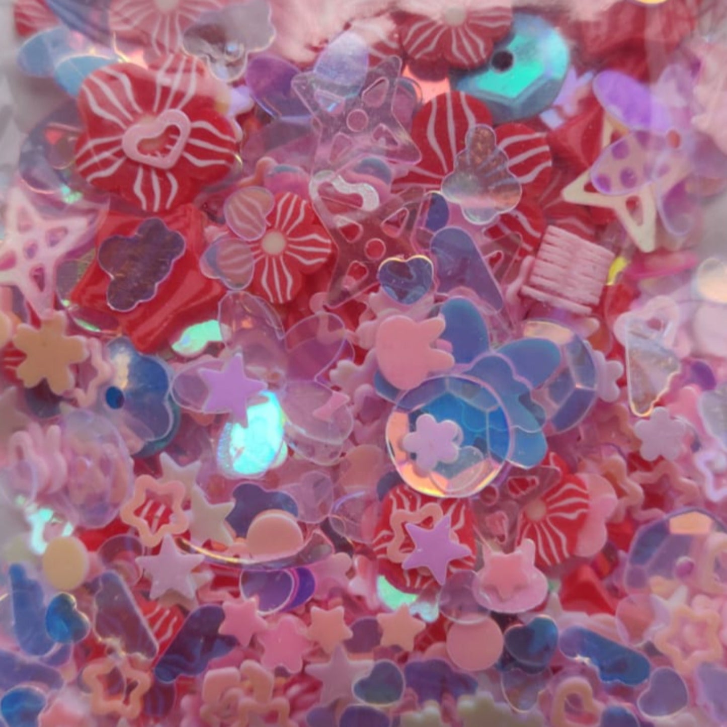 Holographic Sequins - Flower Mix - Red