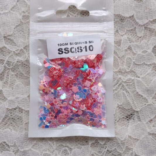 Holographic Sequins - Flower Mix - Red