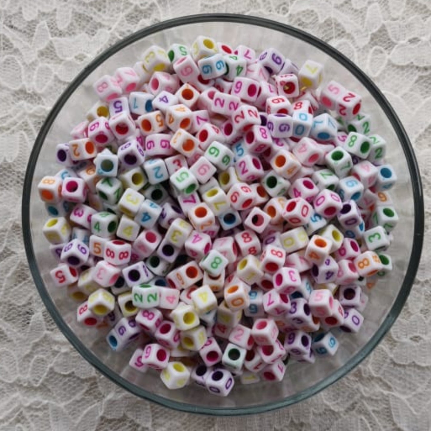 Number Beads - Square - White