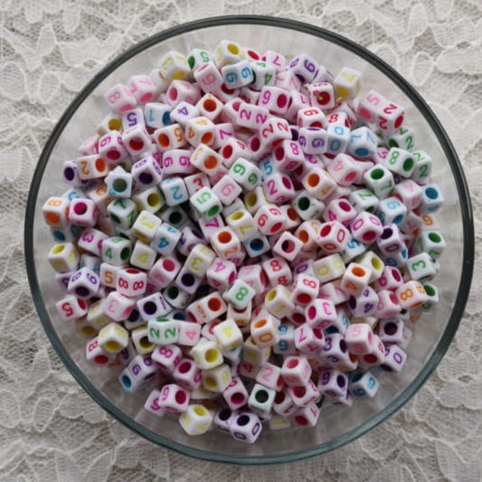 Number Beads - Square - White