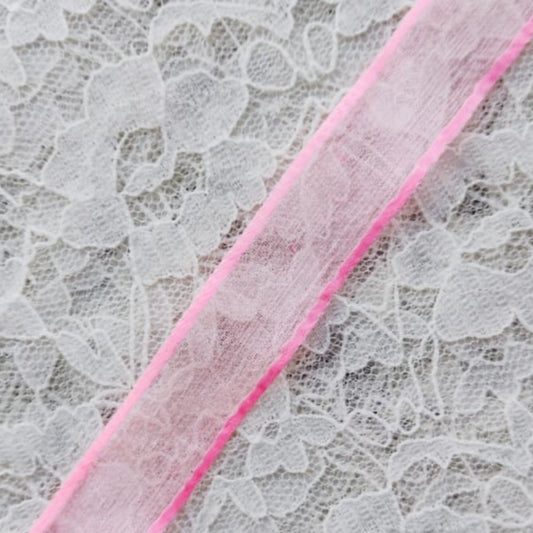 Organza with border - Pink