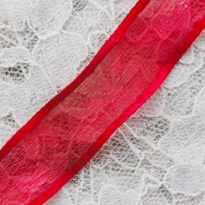 Organza with border - Red