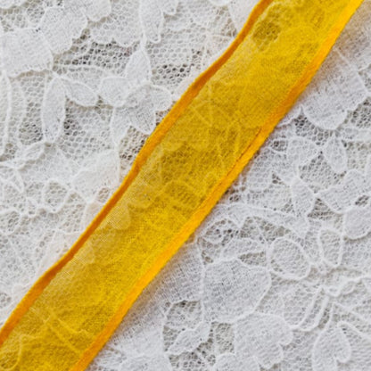 Organza with border - Yellow