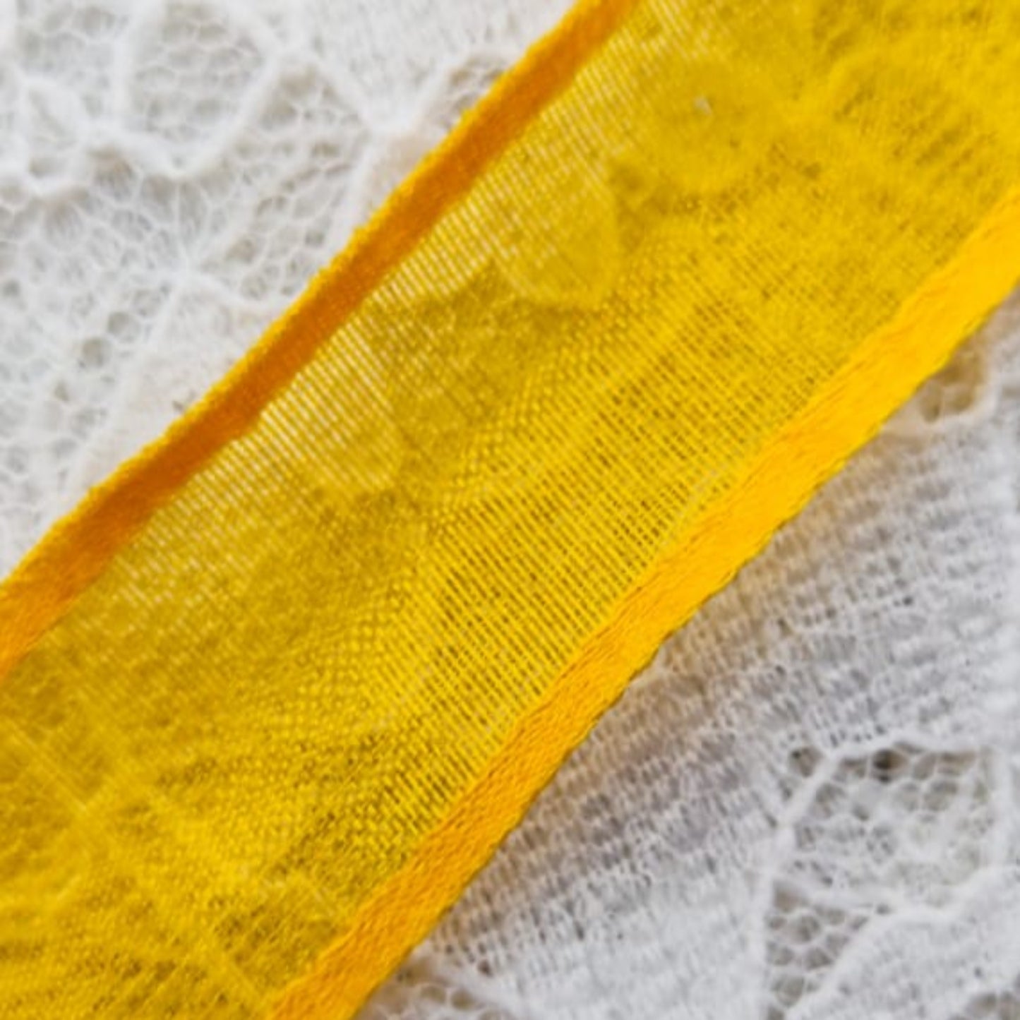 Organza with border - Yellow