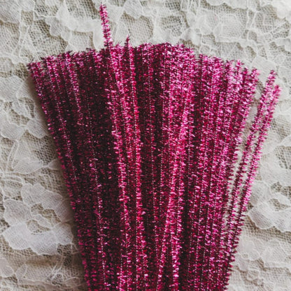 Glitter Pipe Cleaner - Dark Pink